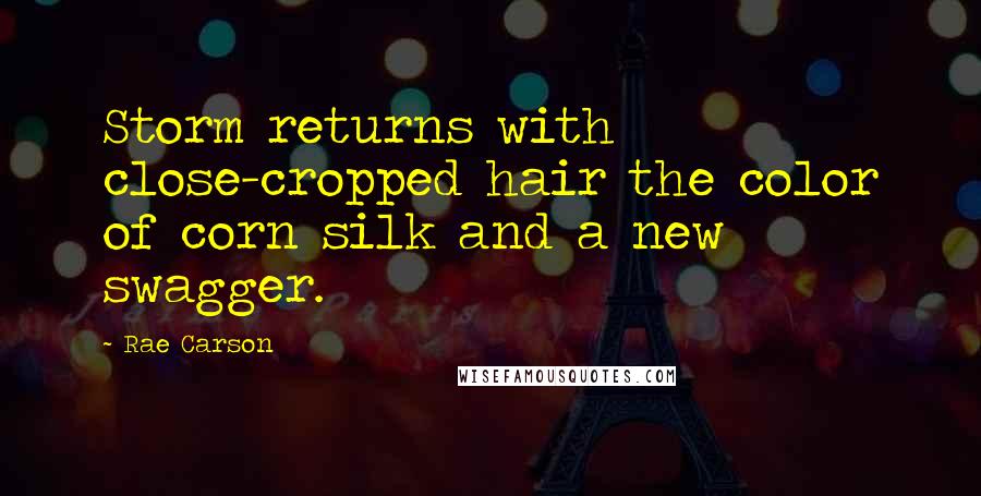 Rae Carson Quotes: Storm returns with close-cropped hair the color of corn silk and a new swagger.