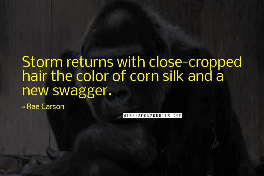 Rae Carson Quotes: Storm returns with close-cropped hair the color of corn silk and a new swagger.