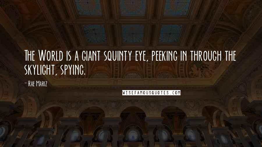Rae Mariz Quotes: The World is a giant squinty eye, peeking in through the skylight, spying.