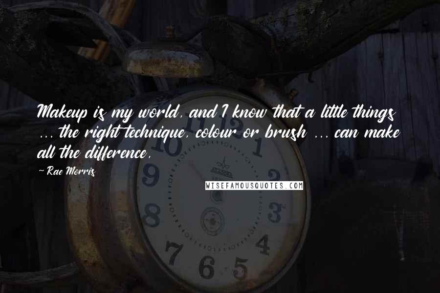 Rae Morris Quotes: Makeup is my world, and I know that a little things ... the right technique, colour or brush ... can make all the difference,