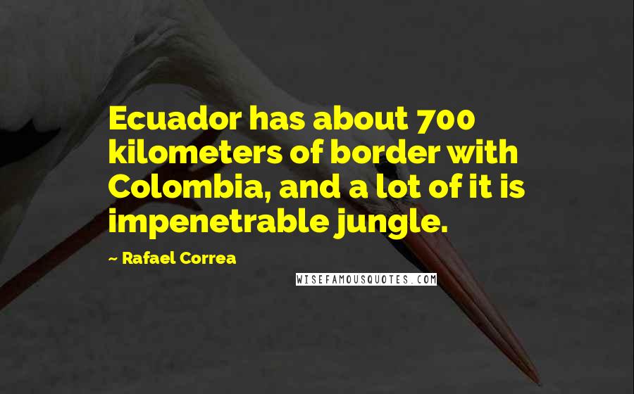 Rafael Correa Quotes: Ecuador has about 700 kilometers of border with Colombia, and a lot of it is impenetrable jungle.