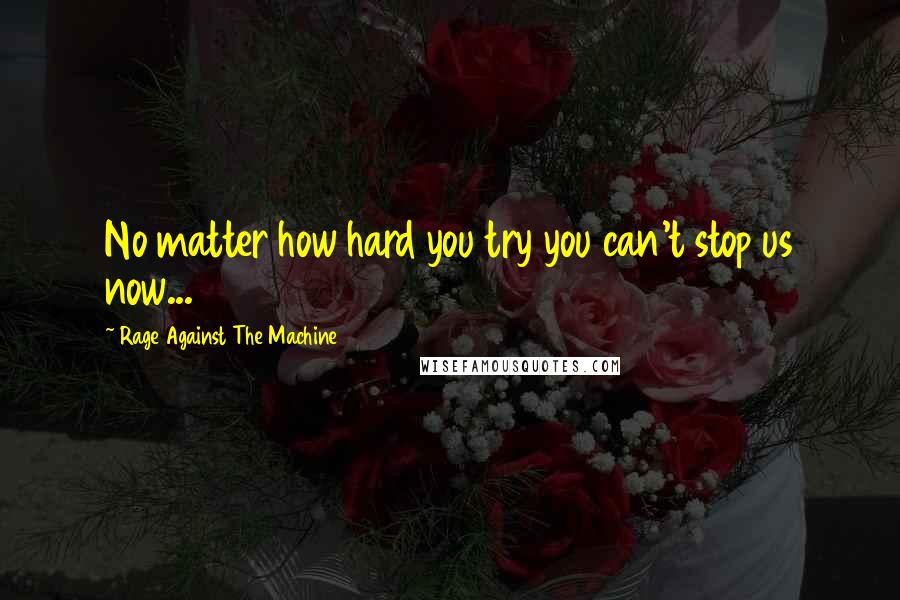 Rage Against The Machine Quotes: No matter how hard you try you can't stop us now...