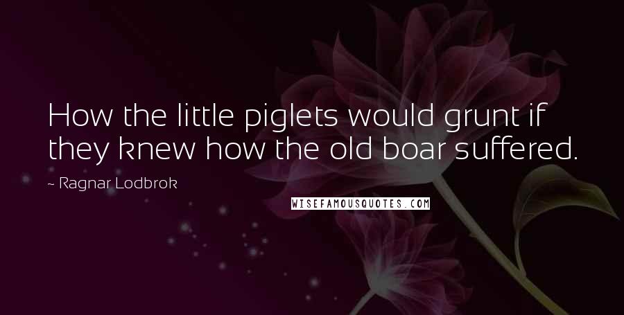 Ragnar Lodbrok Quotes: How the little piglets would grunt if they knew how the old boar suffered.