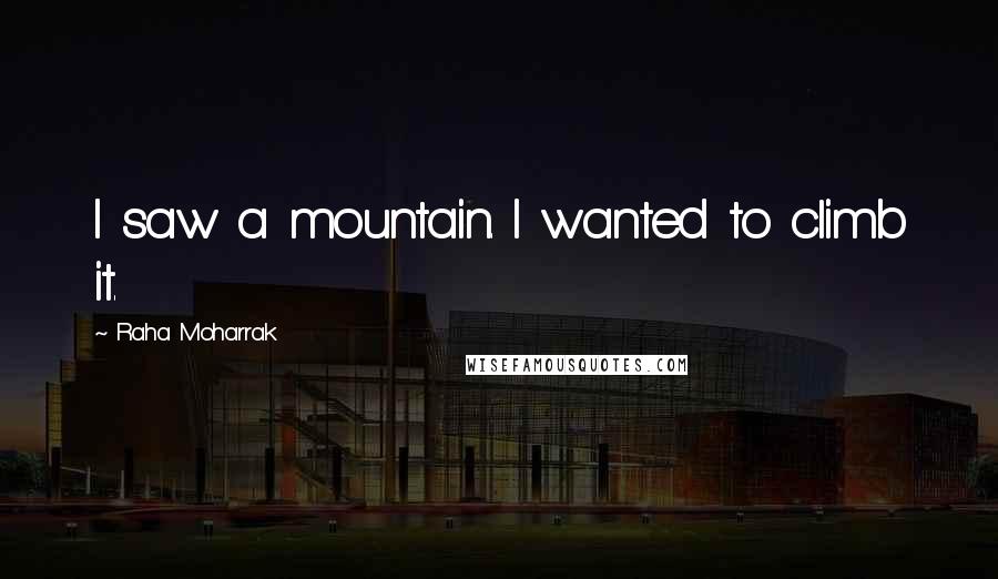 Raha Moharrak Quotes: I saw a mountain. I wanted to climb it.