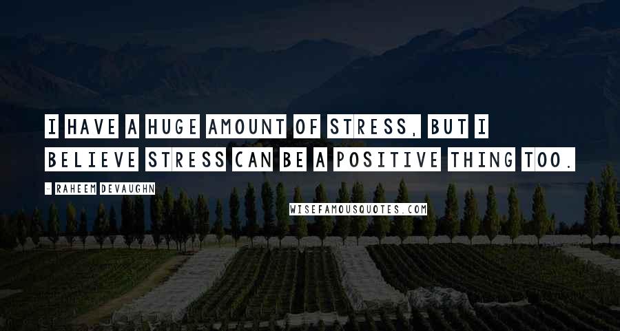 Raheem Devaughn Quotes: I have a huge amount of stress, but I believe stress can be a positive thing too.