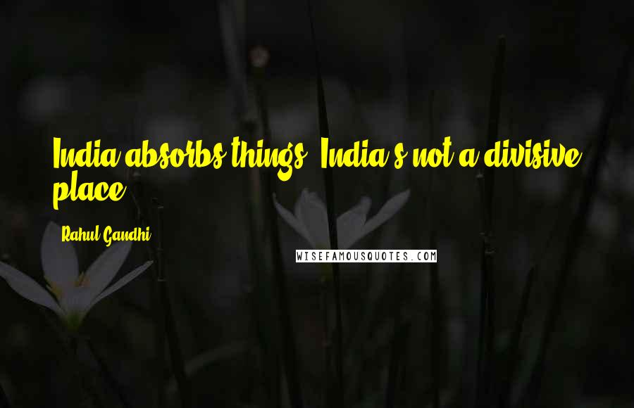 Rahul Gandhi Quotes: India absorbs things; India's not a divisive place.