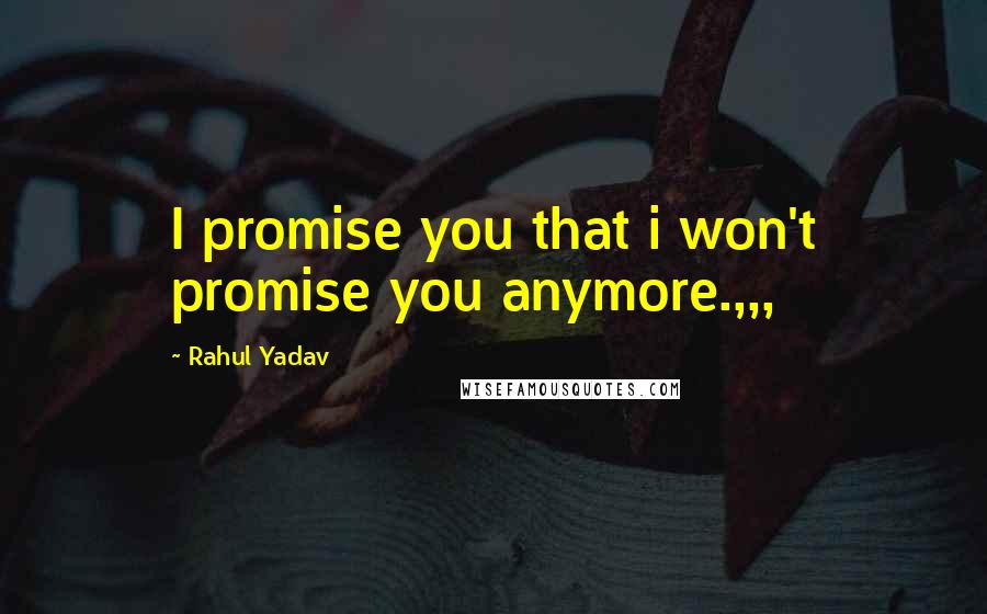 Rahul Yadav Quotes: I promise you that i won't promise you anymore.,,,