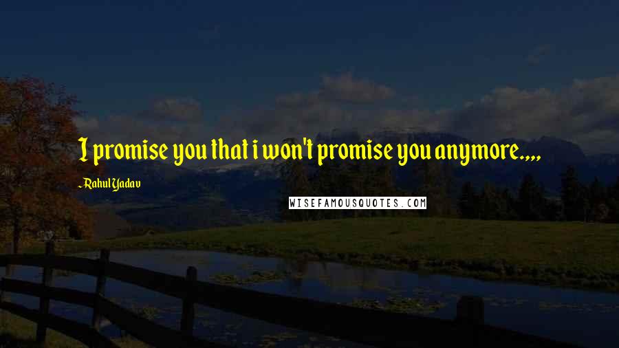 Rahul Yadav Quotes: I promise you that i won't promise you anymore.,,,