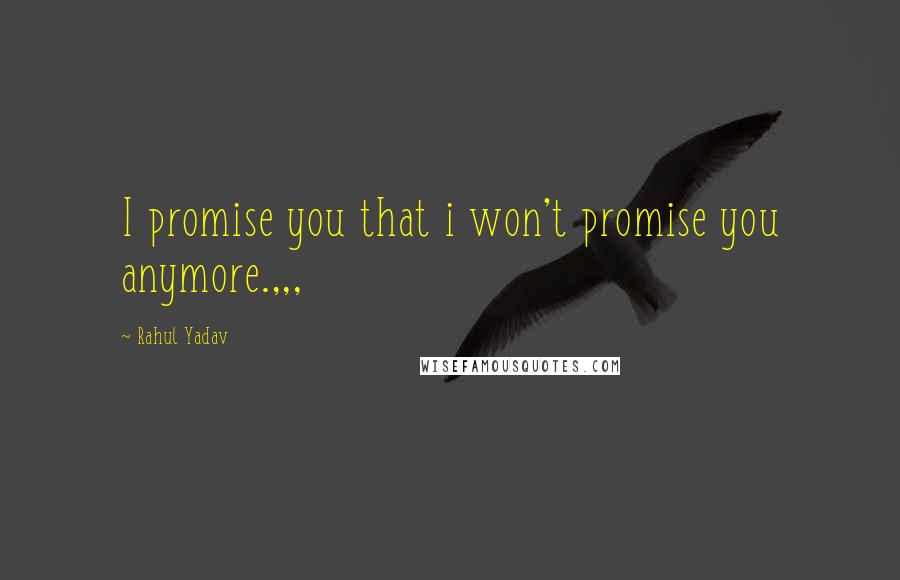 Rahul Yadav Quotes: I promise you that i won't promise you anymore.,,,