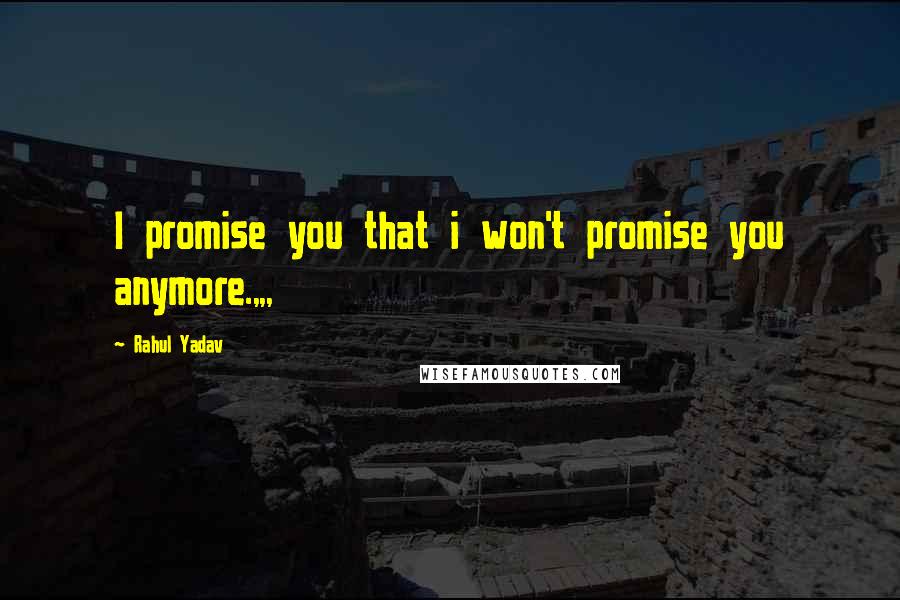 Rahul Yadav Quotes: I promise you that i won't promise you anymore.,,,