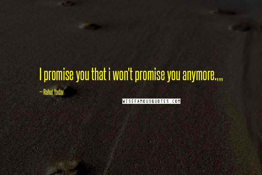 Rahul Yadav Quotes: I promise you that i won't promise you anymore.,,,