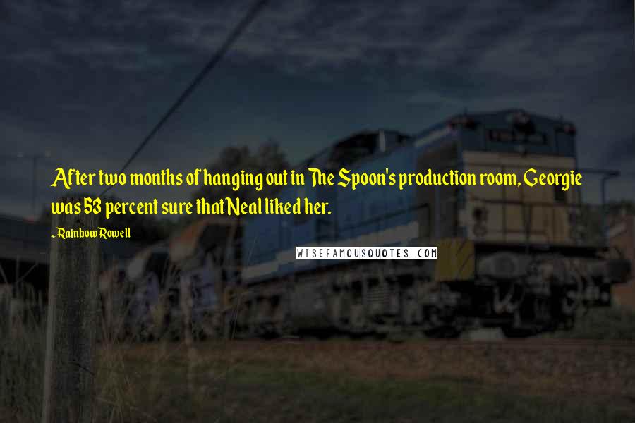 Rainbow Rowell Quotes: After two months of hanging out in The Spoon's production room, Georgie was 53 percent sure that Neal liked her.