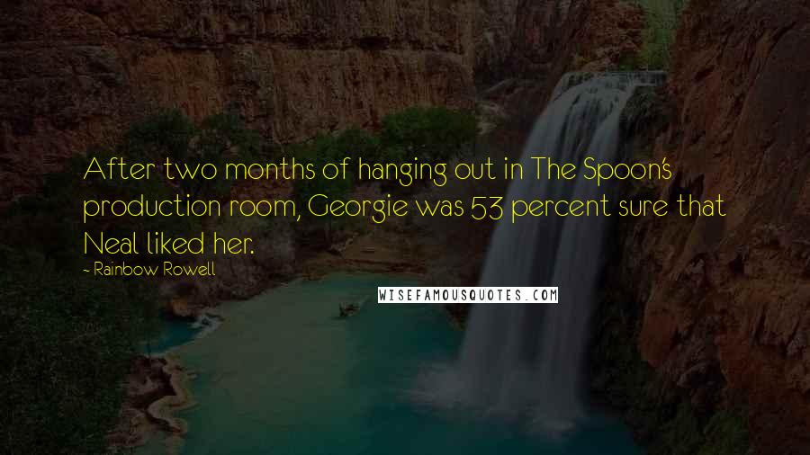 Rainbow Rowell Quotes: After two months of hanging out in The Spoon's production room, Georgie was 53 percent sure that Neal liked her.