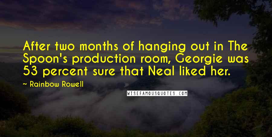 Rainbow Rowell Quotes: After two months of hanging out in The Spoon's production room, Georgie was 53 percent sure that Neal liked her.