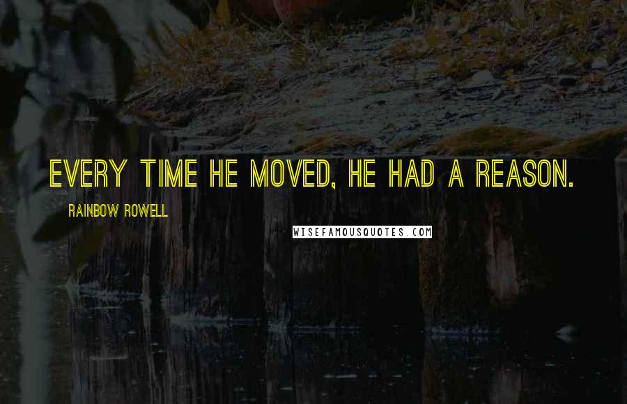 Rainbow Rowell Quotes: Every time he moved, he had a reason.