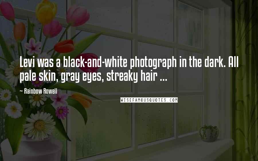 Rainbow Rowell Quotes: Levi was a black-and-white photograph in the dark. All pale skin, gray eyes, streaky hair ...