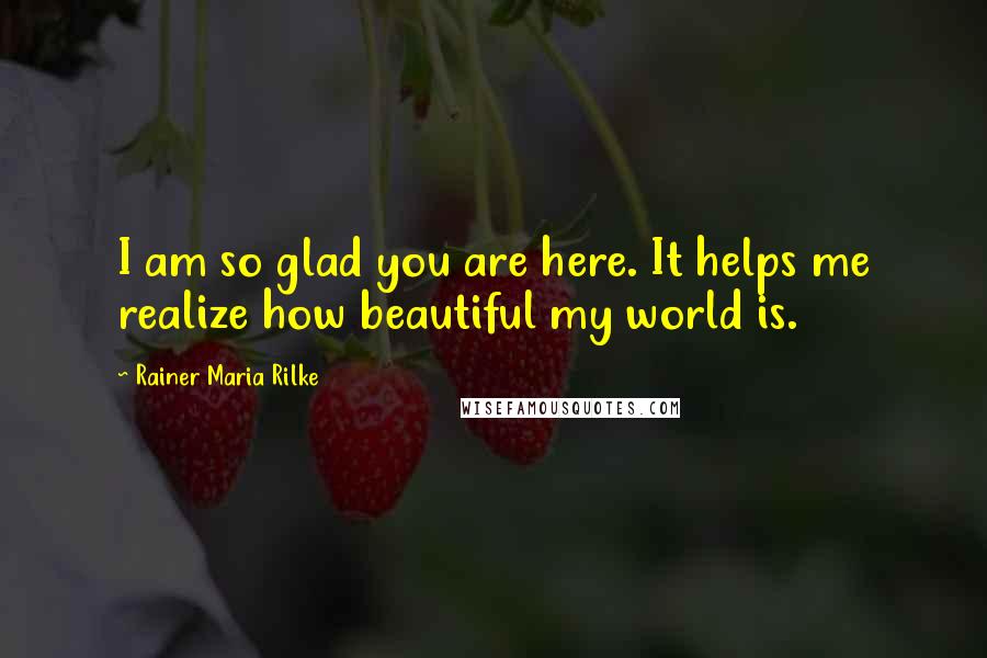 Rainer Maria Rilke Quotes: I am so glad you are here. It helps me realize how beautiful my world is.
