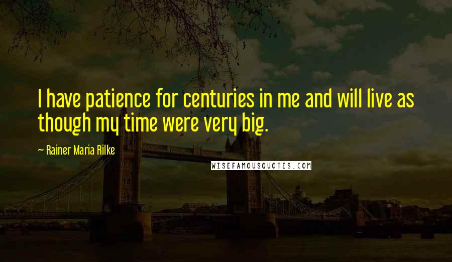 Rainer Maria Rilke Quotes: I have patience for centuries in me and will live as though my time were very big.