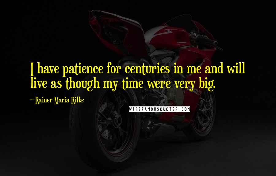 Rainer Maria Rilke Quotes: I have patience for centuries in me and will live as though my time were very big.