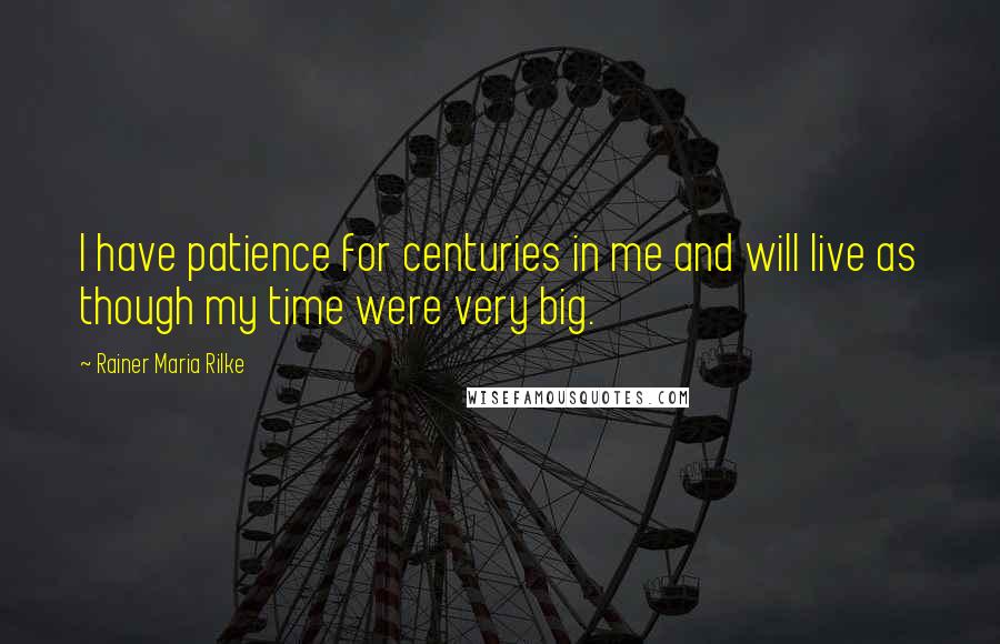 Rainer Maria Rilke Quotes: I have patience for centuries in me and will live as though my time were very big.