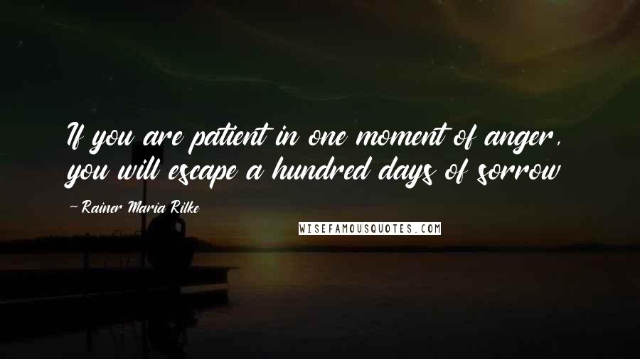 Rainer Maria Rilke Quotes: If you are patient in one moment of anger, you will escape a hundred days of sorrow