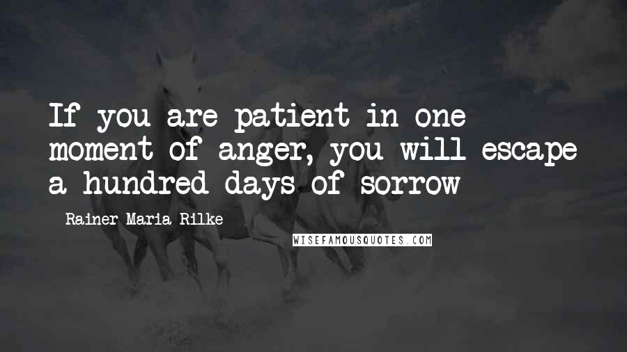 Rainer Maria Rilke Quotes: If you are patient in one moment of anger, you will escape a hundred days of sorrow