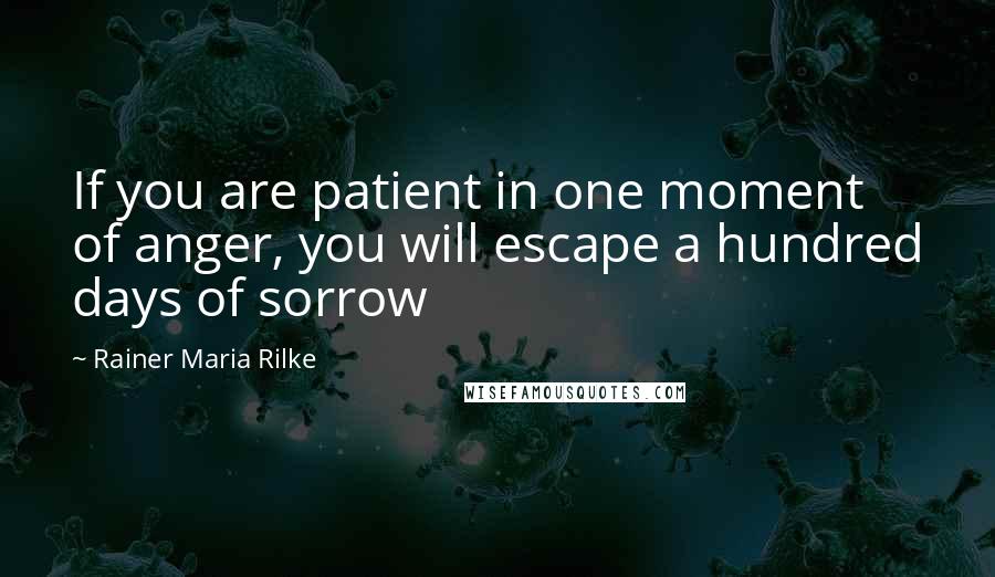 Rainer Maria Rilke Quotes: If you are patient in one moment of anger, you will escape a hundred days of sorrow