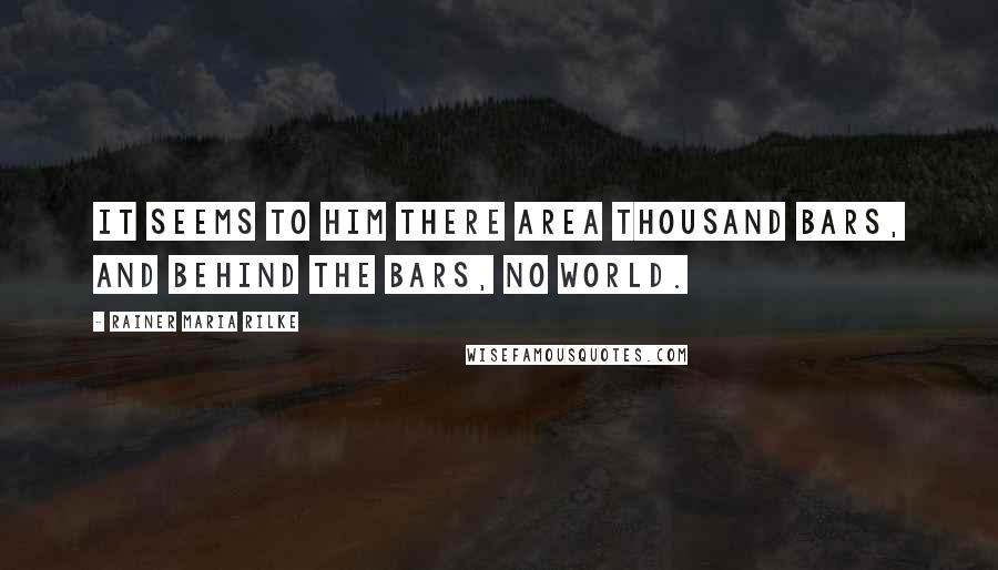 Rainer Maria Rilke Quotes: It seems to him there area thousand bars, and behind the bars, no world.