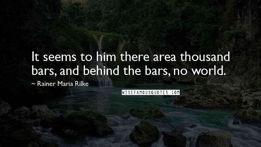 Rainer Maria Rilke Quotes: It seems to him there area thousand bars, and behind the bars, no world.