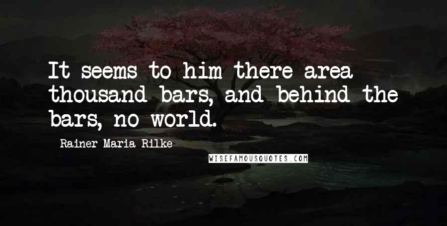 Rainer Maria Rilke Quotes: It seems to him there area thousand bars, and behind the bars, no world.