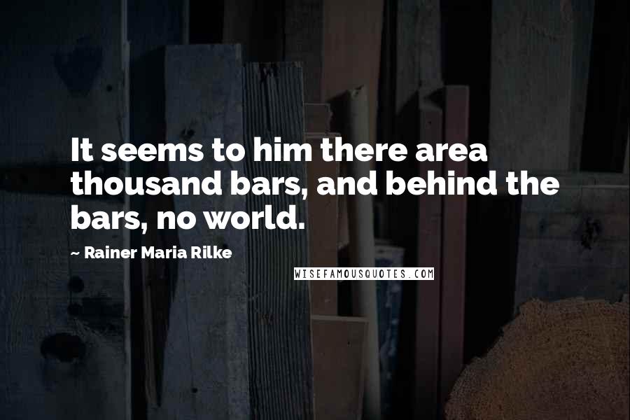 Rainer Maria Rilke Quotes: It seems to him there area thousand bars, and behind the bars, no world.