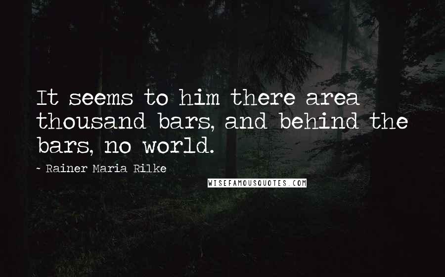 Rainer Maria Rilke Quotes: It seems to him there area thousand bars, and behind the bars, no world.