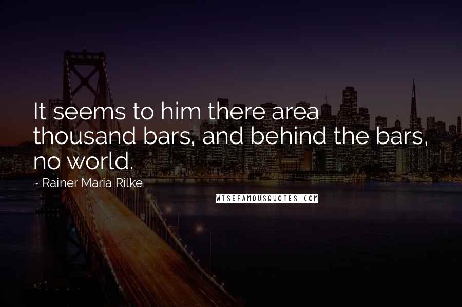 Rainer Maria Rilke Quotes: It seems to him there area thousand bars, and behind the bars, no world.