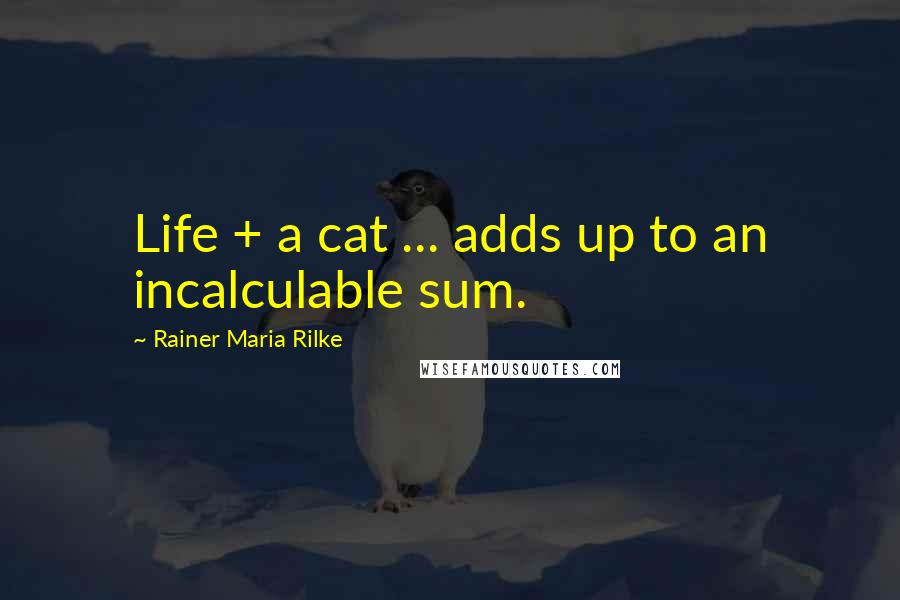 Rainer Maria Rilke Quotes: Life + a cat ... adds up to an incalculable sum.