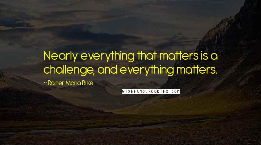 Rainer Maria Rilke Quotes: Nearly everything that matters is a challenge, and everything matters.