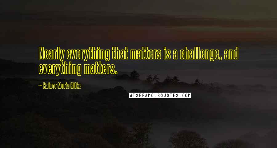 Rainer Maria Rilke Quotes: Nearly everything that matters is a challenge, and everything matters.