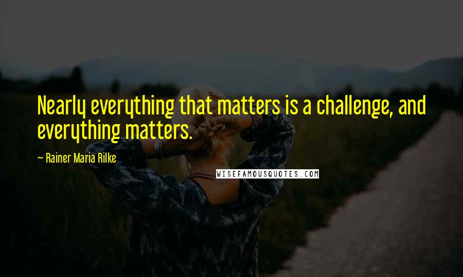 Rainer Maria Rilke Quotes: Nearly everything that matters is a challenge, and everything matters.