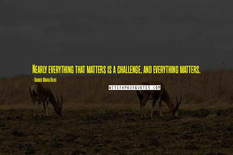 Rainer Maria Rilke Quotes: Nearly everything that matters is a challenge, and everything matters.