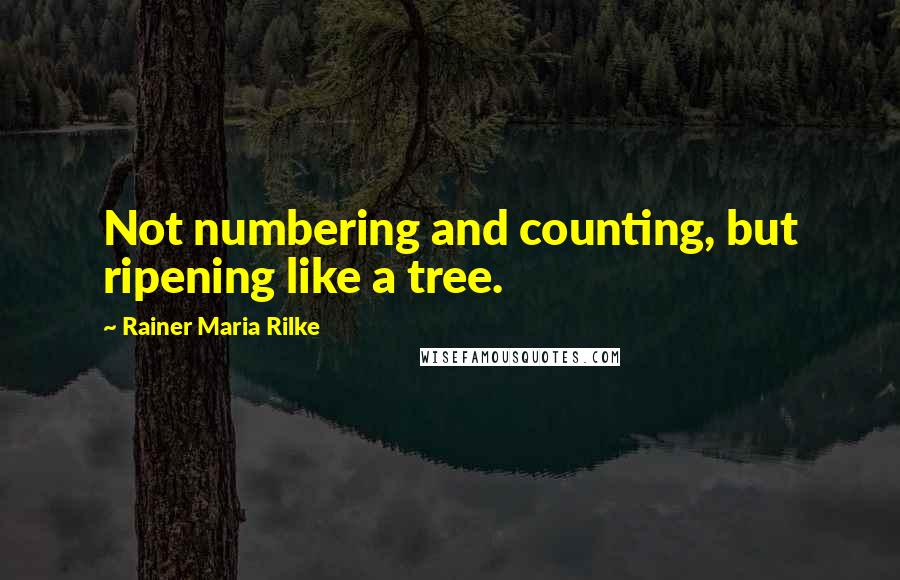 Rainer Maria Rilke Quotes: Not numbering and counting, but ripening like a tree.