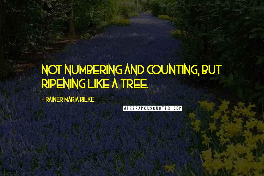 Rainer Maria Rilke Quotes: Not numbering and counting, but ripening like a tree.
