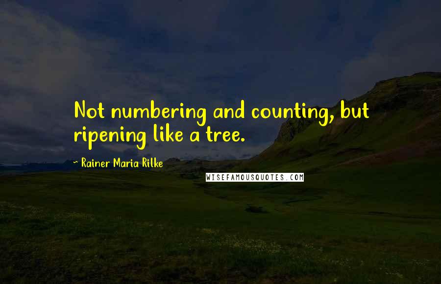 Rainer Maria Rilke Quotes: Not numbering and counting, but ripening like a tree.