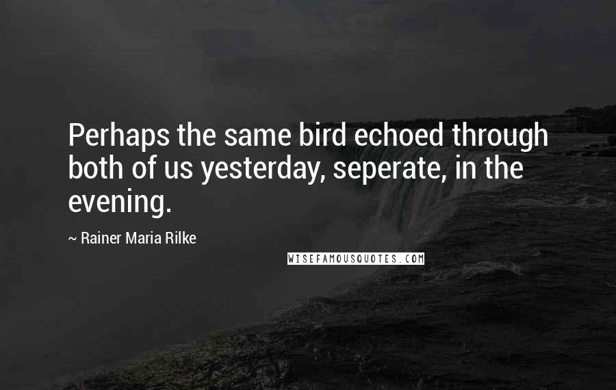 Rainer Maria Rilke Quotes: Perhaps the same bird echoed through both of us yesterday, seperate, in the evening.