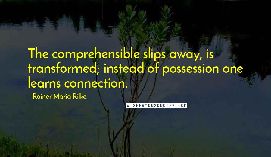 Rainer Maria Rilke Quotes: The comprehensible slips away, is transformed; instead of possession one learns connection.