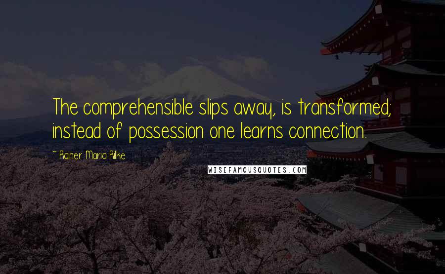 Rainer Maria Rilke Quotes: The comprehensible slips away, is transformed; instead of possession one learns connection.