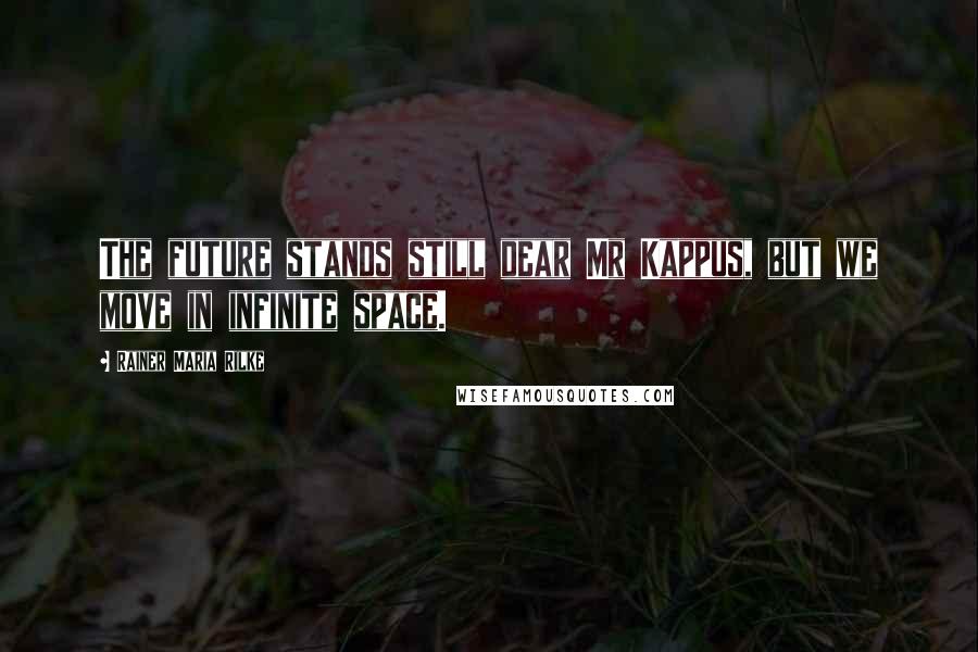 Rainer Maria Rilke Quotes: The future stands still dear Mr Kappus, but we move in infinite space.