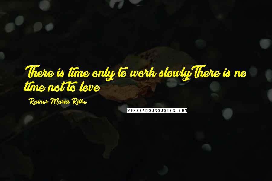 Rainer Maria Rilke Quotes: There is time only to work slowlyThere is no time not to love