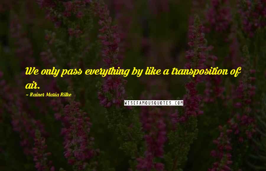 Rainer Maria Rilke Quotes: We only pass everything by like a transposition of air.