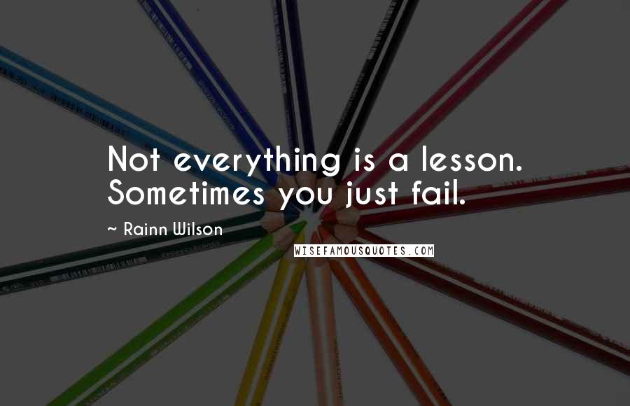 Rainn Wilson Quotes: Not everything is a lesson. Sometimes you just fail.