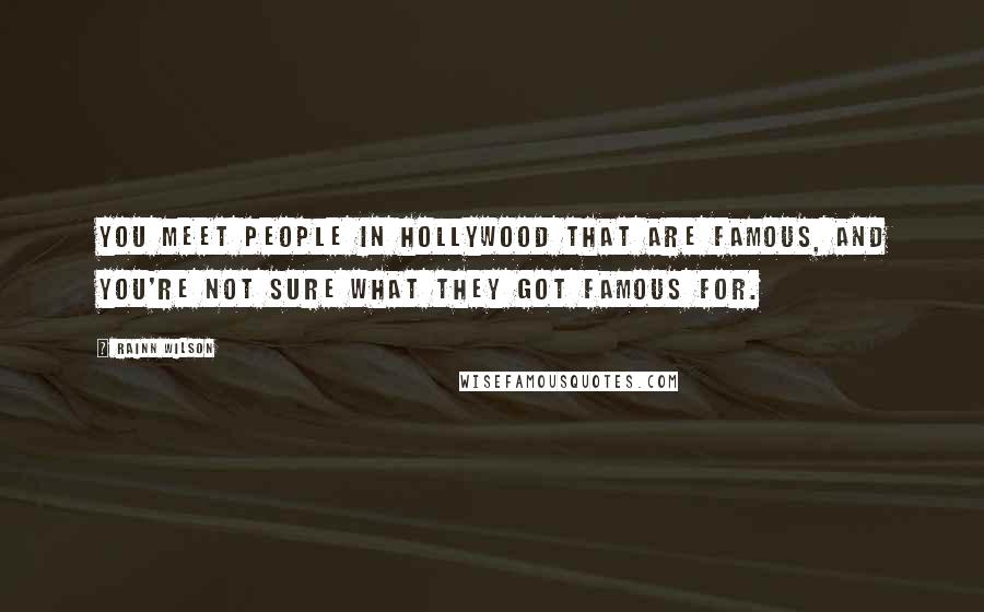 Rainn Wilson Quotes: You meet people in Hollywood that are famous, and you're not sure what they got famous for.