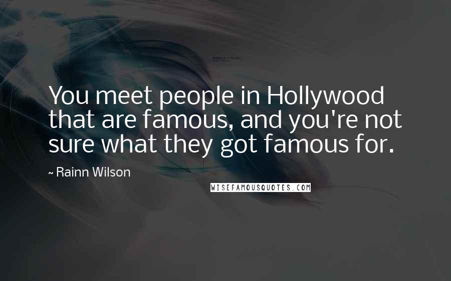 Rainn Wilson Quotes: You meet people in Hollywood that are famous, and you're not sure what they got famous for.